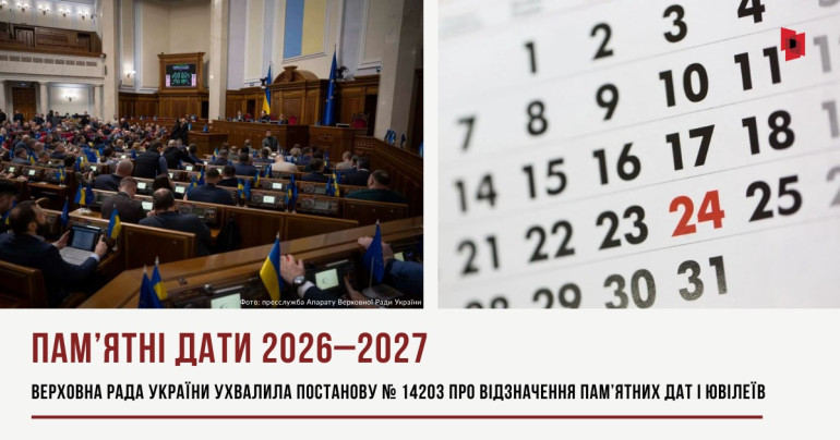 ВР ухвалила Постанову про відзначення пам’ятних дат і ювілеїв на два майбутні роки